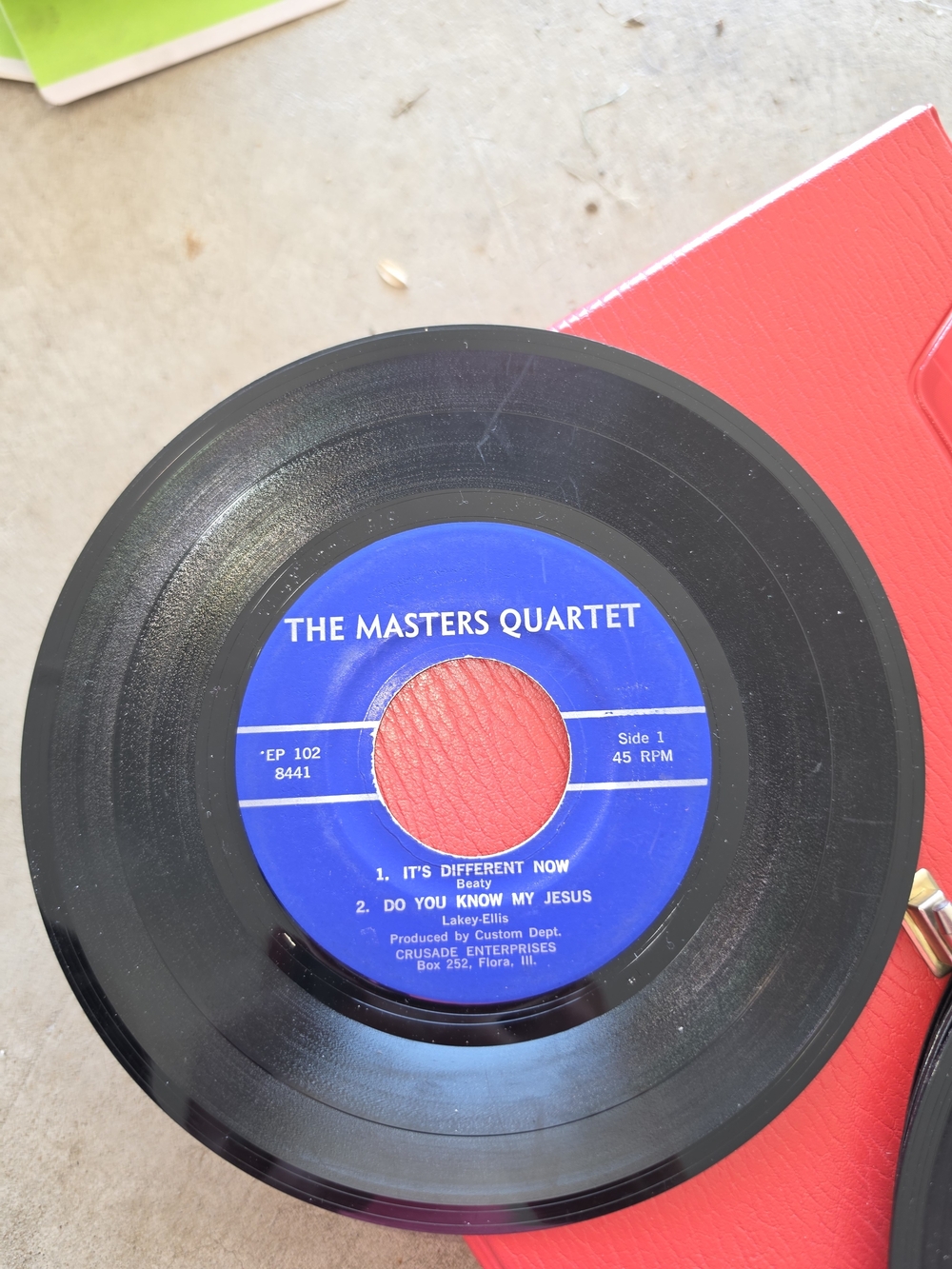Vintage 45 RPM Gospel EP by The Masters Quartet featuring four classic Christian